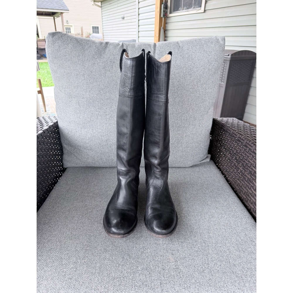 Womens 7 Frye Melissa Button Tall Black Leather Equestrian Western Riding Boots - Picture 5 of 11